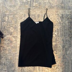 Frame Satin V Neck Black Tank Top